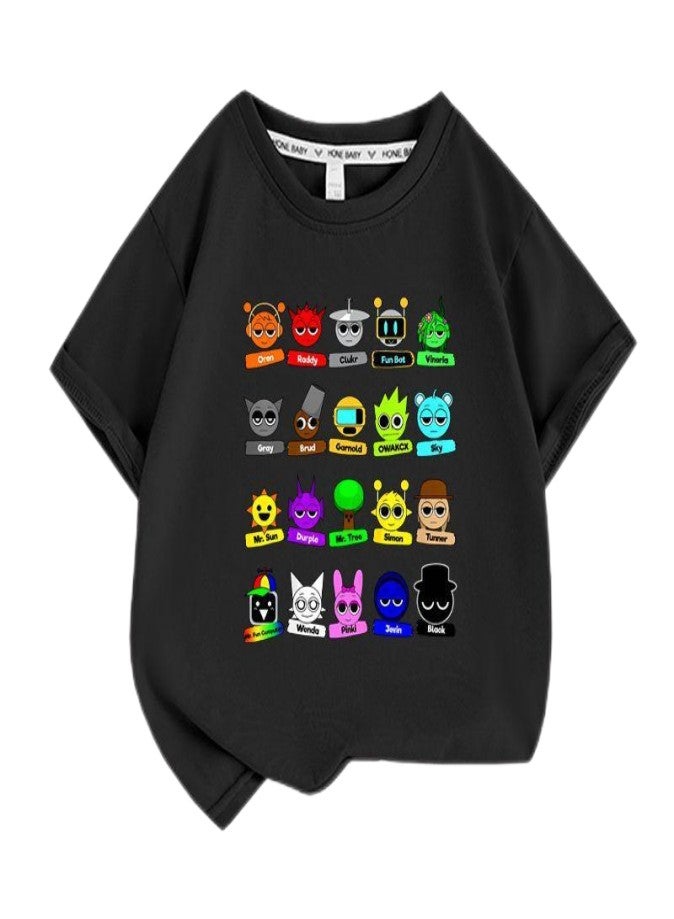 Sprunki Unisex Short Sleeve Stylish Top TShirt cotton Tee for Boys Girls Kid Children - Image 1