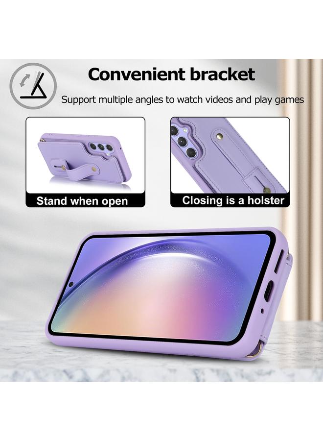 S-TOP Case For Samsung Galaxy A55 5G Wristband Vertical Flip Wallet Back Cover Phone Case with Long Lanyard - Image 5