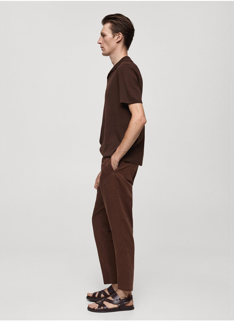 Mango Man Drawstring Slim Fit Pants  - Image 3