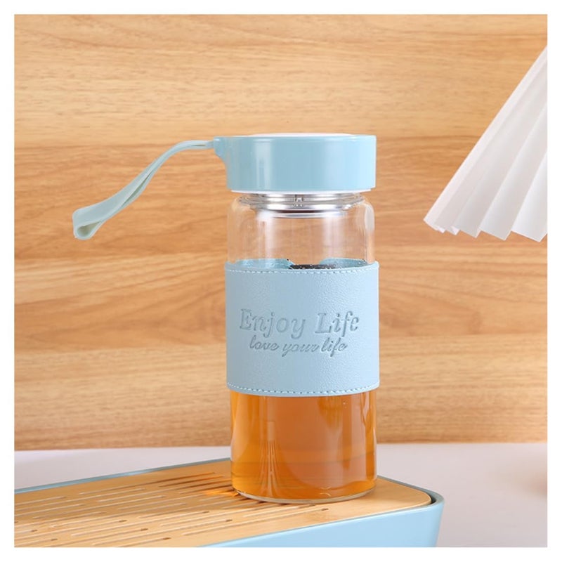 Wosta Leakproof Glass Water Bottle with Stainless Steel Infuser Glass Tea Infuser Bottle with Strainer and Neoprene Sleeve for Loose Leaf Tea, Cold Brew Coffee. (A - BLUE, 480ML) - Image 4