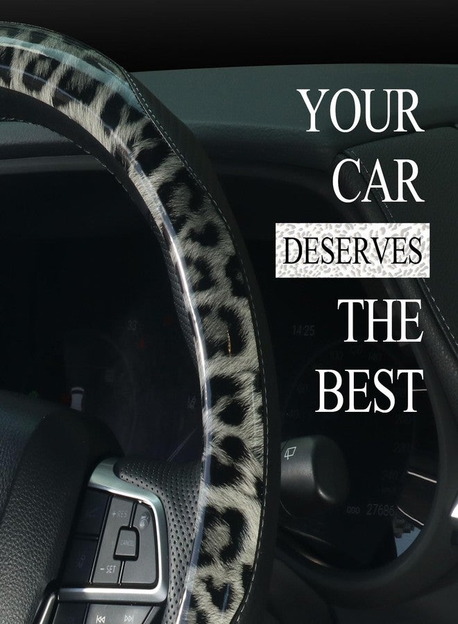 KAFEEK Leopard Print Steering Wheel Cover 15 inch, PVC Leather, Non-Slip Rubber Inner, Cheetah Pattern for Women Girls, All-Season Comfort, Black - Image 5