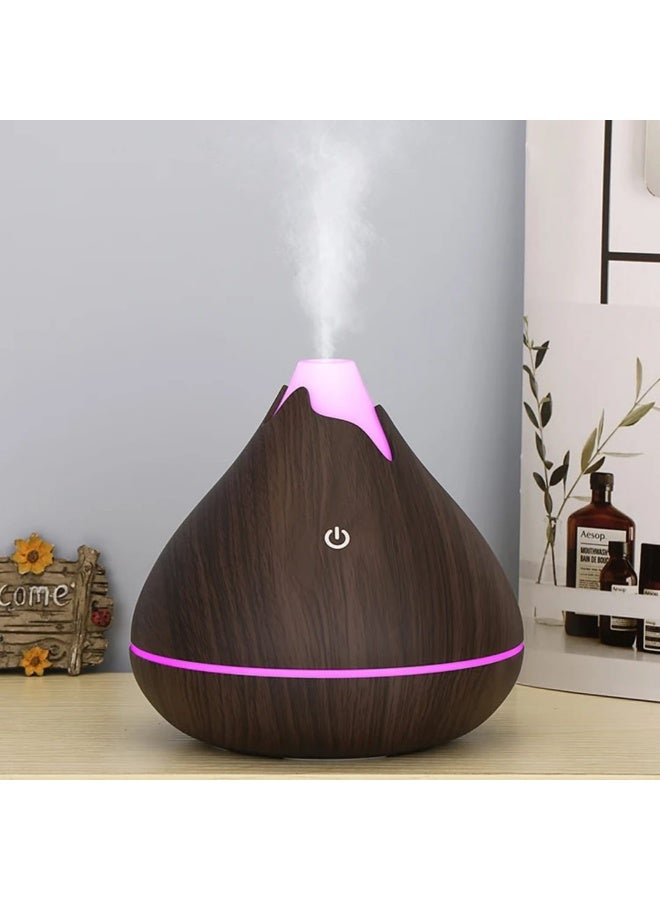 Humidifier Aroma Diffuser with Elegant Wood Design - 350ML - 7 Colors LED Light - Very Quiet for Office Bedroom - USB Powered (Beige)Humidifier Aroma Diffuser with Elegant Wood Design - 350ML - 7 Colors LED Light - Very Quiet for Office Bedroom - USB Powered (Brown) - Image 1