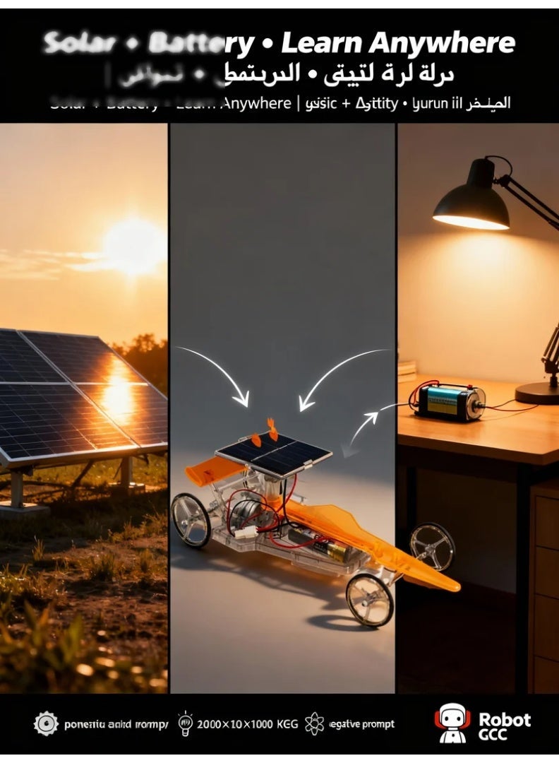 Solar Powered Racing Car STEM Kit – Build Your Own Solar Car | Dual Power (Solar + Battery) | Eco-Friendly Educational Science Toy for Kids - Image 4