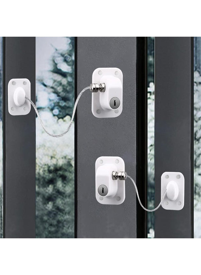DUNISO 2 Pack Child Proof Fridge Lock，No Drilling Window Safety Locks，Child Safety Cable Lock with Key，Durable, Compact ,Convenient,suitable for cabinets, drawers,doors，White - Image 1