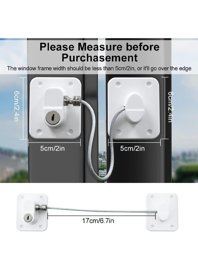 DUNISO 2 Pack Child Proof Fridge Lock，No Drilling Window Safety Locks，Child Safety Cable Lock with Key，Durable, Compact ,Convenient,suitable for cabinets, drawers,doors，White - Image 4