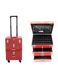 SUNRISE Professional Rolling Makeup Train Case, Hair Stylist, Nail Makeup Artist Travel Case, Faux Leather,RED  - Image 1