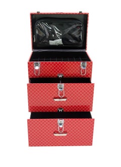 SUNRISE Professional Rolling Makeup Train Case, Hair Stylist, Nail Makeup Artist Travel Case, Faux Leather,RED  - Image 3