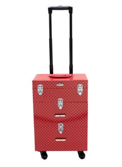 SUNRISE Professional Rolling Makeup Train Case, Hair Stylist, Nail Makeup Artist Travel Case, Faux Leather,RED  - Image 2