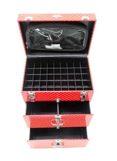 SUNRISE Professional Rolling Makeup Train Case, Hair Stylist, Nail Makeup Artist Travel Case, Faux Leather,RED  - Image 4