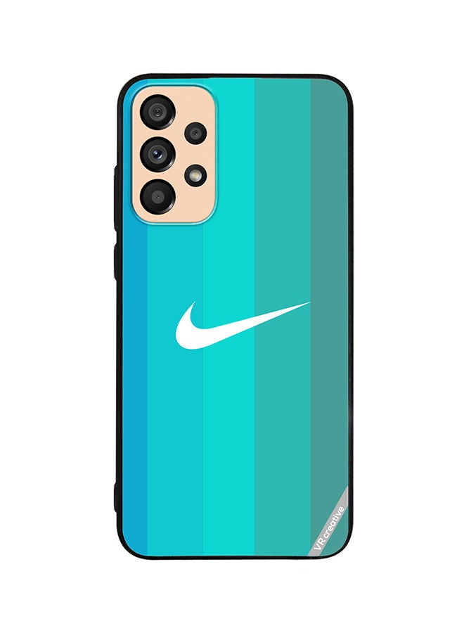 VR CREATIVE غطاء حماية لهاتف سامسونج جالاكسي A23 بتصميم شعار نايك تركواز متعدد الألوان - Image 1