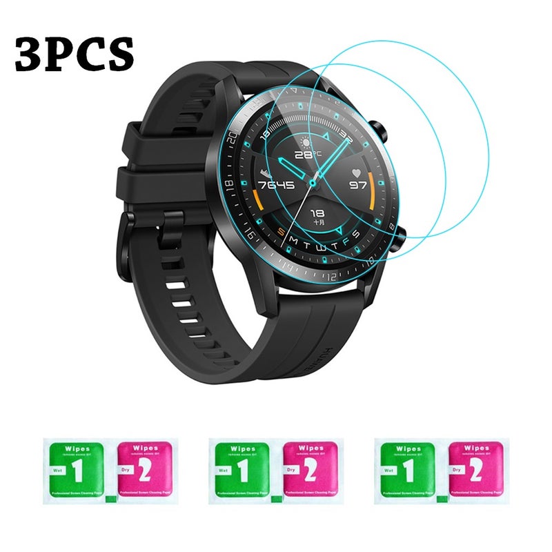 3Pcs Tempered Glass Smartwatch Screen Protector with Wipes Compatible with HUAWEI WATCH GT 2 / HONOR MagicWatch 2 46mm - Image 1