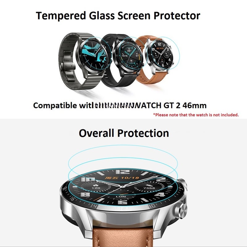 3Pcs Tempered Glass Smartwatch Screen Protector with Wipes Compatible with HUAWEI WATCH GT 2 / HONOR MagicWatch 2 46mm - Image 5