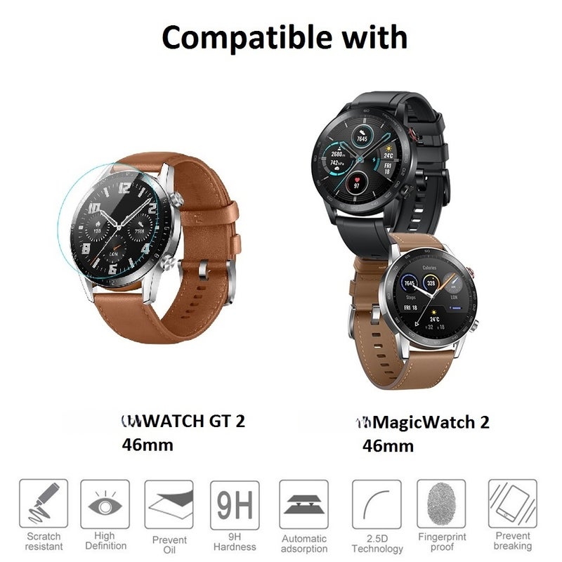 3Pcs Tempered Glass Smartwatch Screen Protector with Wipes Compatible with HUAWEI WATCH GT 2 / HONOR MagicWatch 2 46mm - Image 4