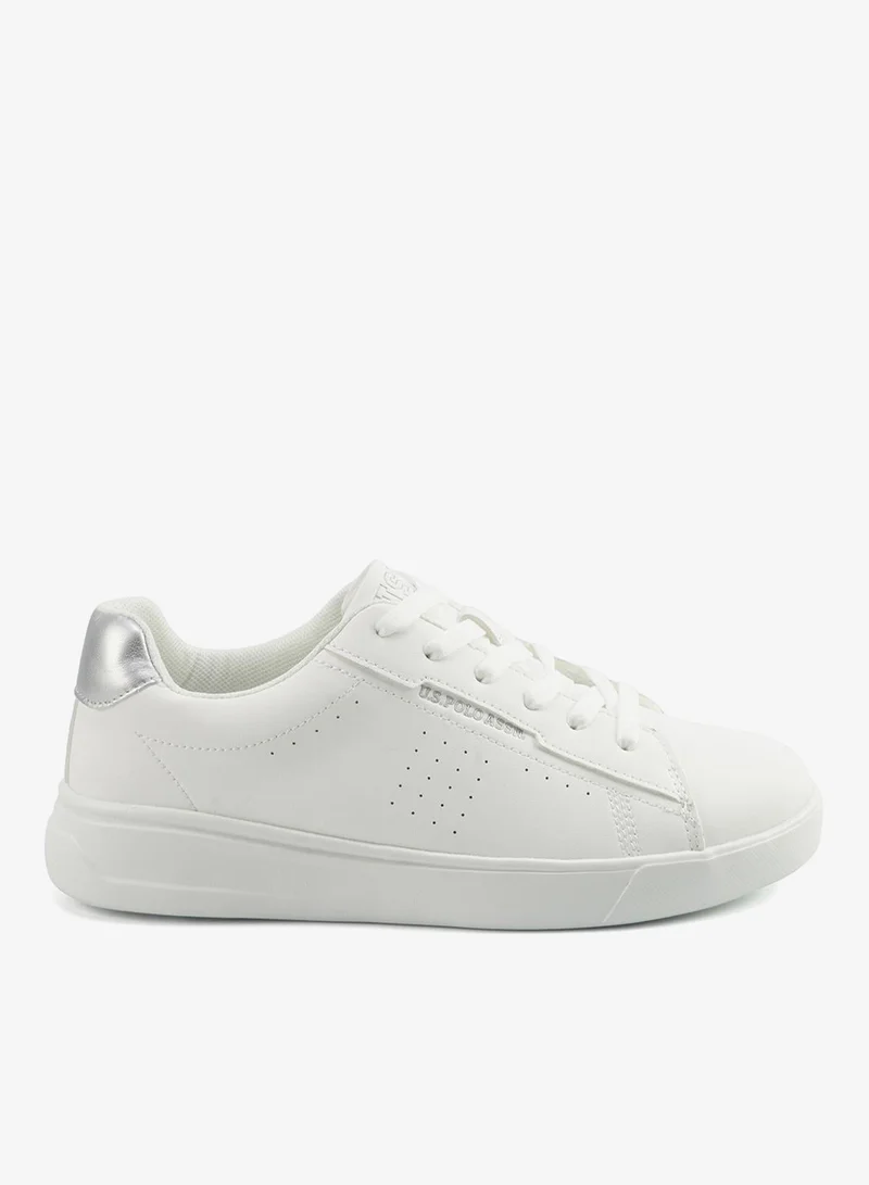U.S. Polo Assn. white Women's White Low-Top Sneakers - Lightweight Shoes with White Sole, Comfortable Casual for Women | Best Price UAE