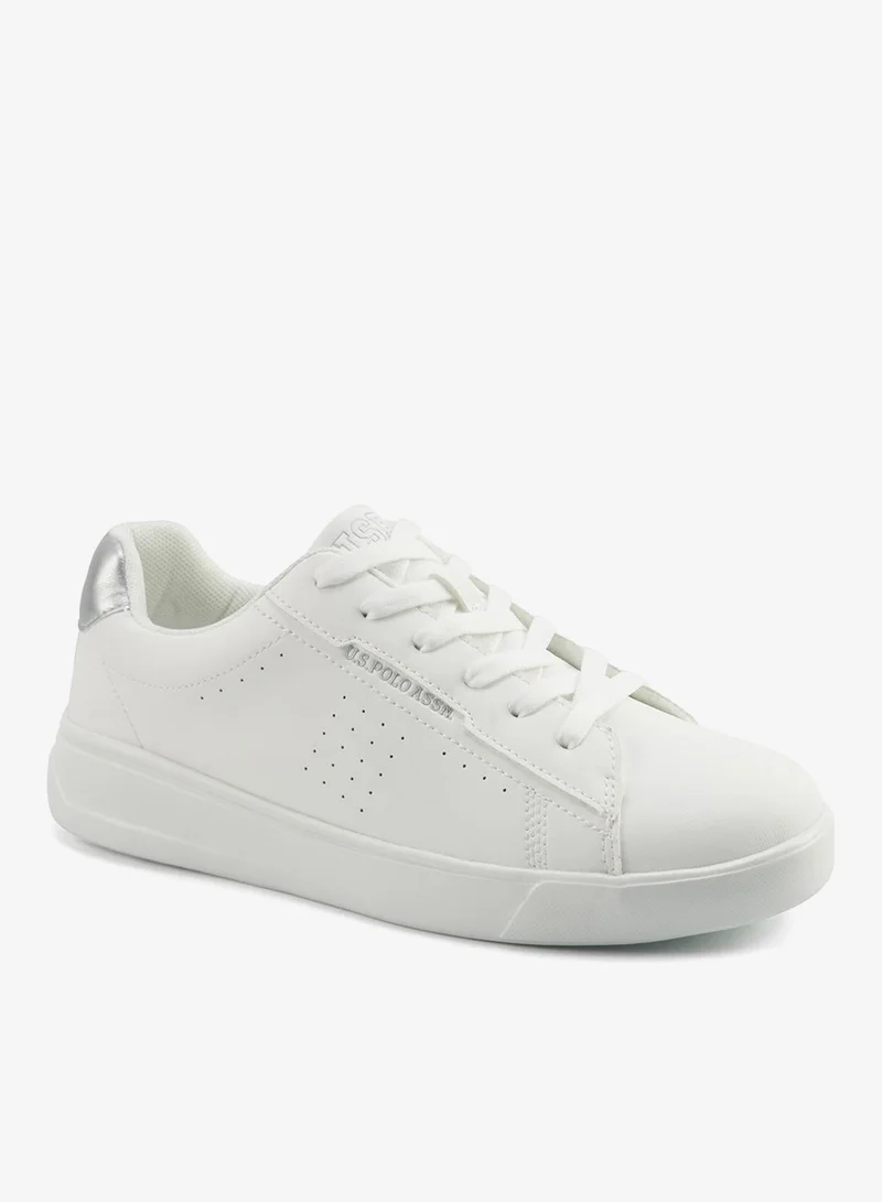 U.S. Polo Assn. white Women's White Low-Top Sneakers - Lightweight Shoes with White Sole, Comfortable Casual for Women | Best Price UAE