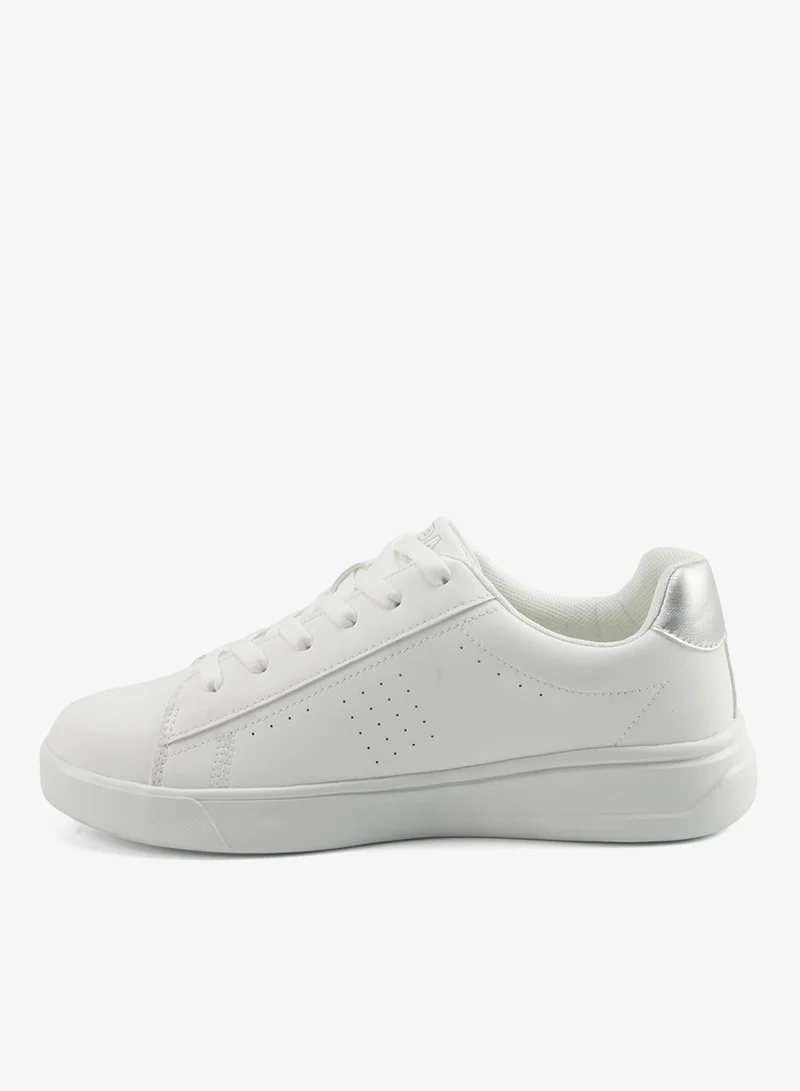 U.S. Polo Assn. white Women's White Low-Top Sneakers - Lightweight Shoes with White Sole, Comfortable Casual for Women | Best Price UAE
