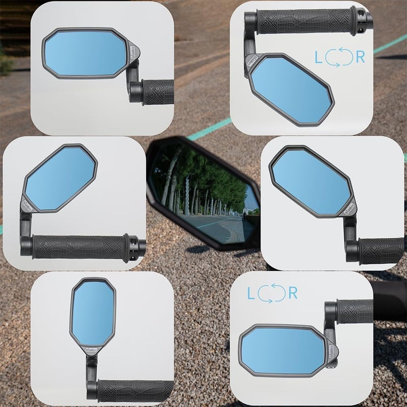 BriskMore Olny BT-022LB Bar End Bike Mirror, High Definition Convex Blue Glass Lens for Scooter, Electric Bicycle, Anti-Scratch, Ebike Safe Rear View Mirror for Left Side Multi-budget available picks - Image 5