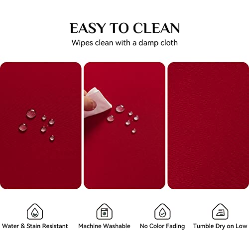 Softalker Rectangle Tablecloth, Waterproof & Stain Resistant Square Table Cloths Wrinkle Free Fabric Washable 210GSM Polyester Table Cover for Dining/Party/Outdoor - 54 x 54 inch,Red - Image 4