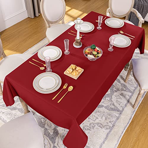 Softalker Rectangle Tablecloth, Waterproof & Stain Resistant Square Table Cloths Wrinkle Free Fabric Washable 210GSM Polyester Table Cover for Dining/Party/Outdoor - 54 x 54 inch,Red - Image 2