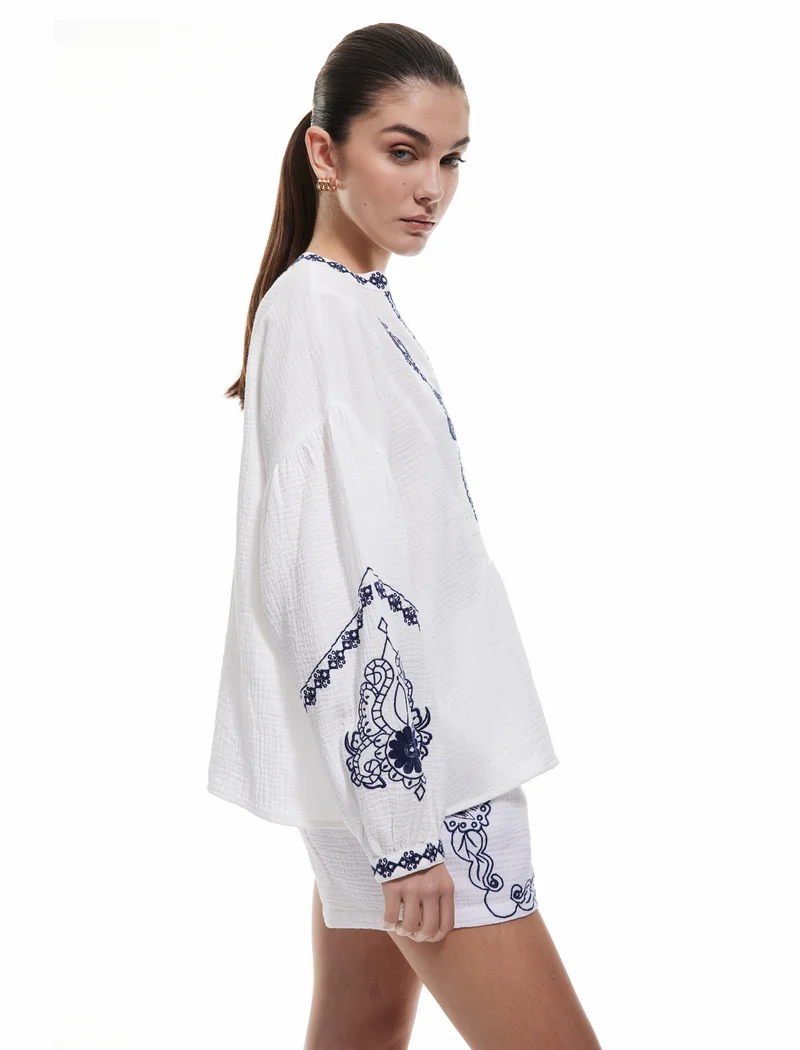 KOTON Balloon Sleeve Muslin Blouse
