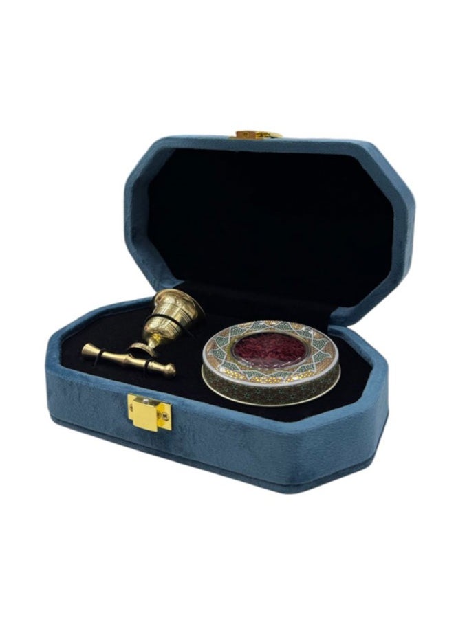 ZARCHIN Saffron Velvet Box including Mortar and 1gm Super Negin Saffron  - Image 1