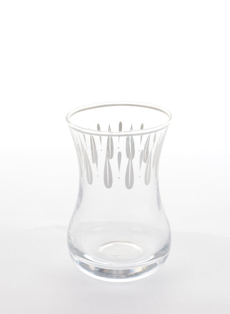 A set of glass and ceramic tea cups and coffee cups with elegant, modern designs in silver - a touch of luxury and good taste.