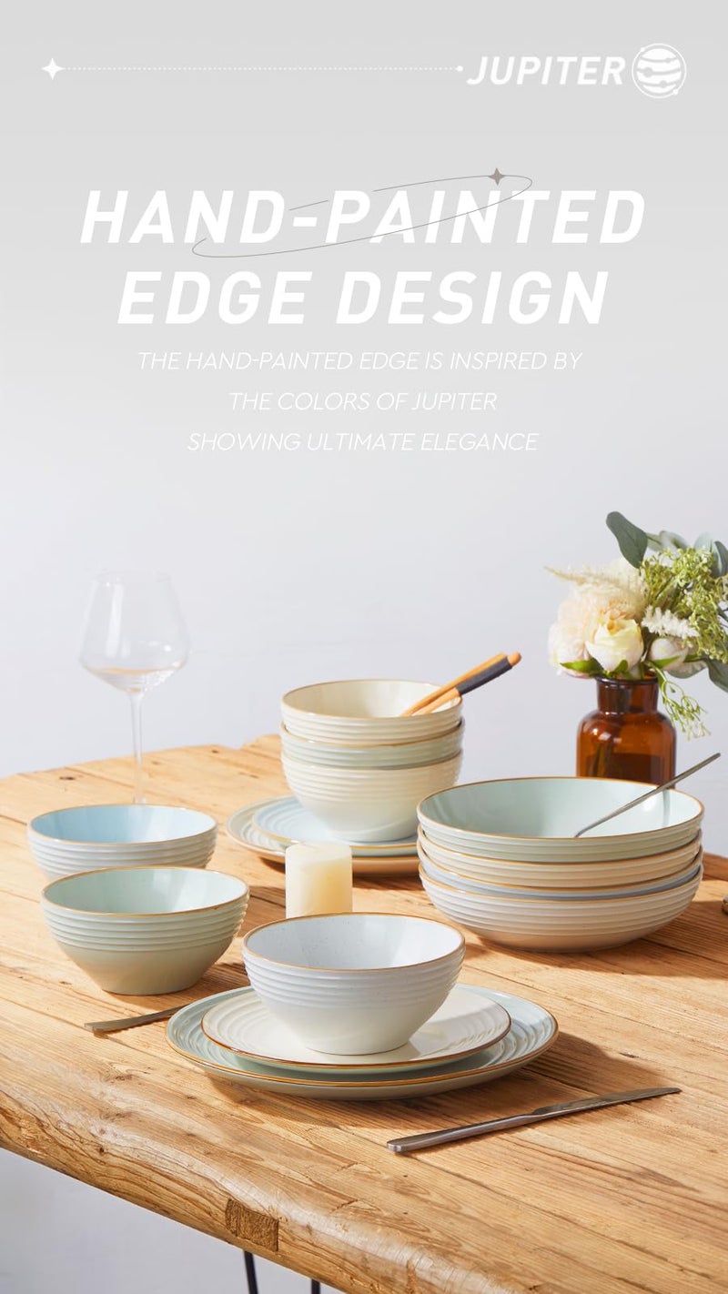 Famiware Jupiter Dinnerware Set, Plates and Bowls Sets for 4, Microwave and Dishwasher Safe, Scratch Resistant, 12 Pieces Dishes Set, Multi-color - Image 2