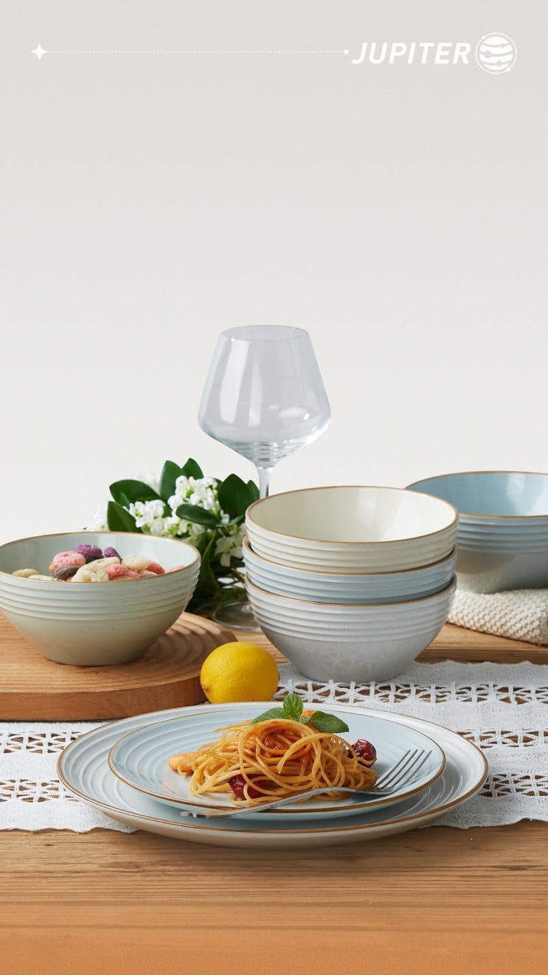 Famiware Jupiter Dinnerware Set, Plates and Bowls Sets for 4, Microwave and Dishwasher Safe, Scratch Resistant, 12 Pieces Dishes Set, Multi-color - Image 5