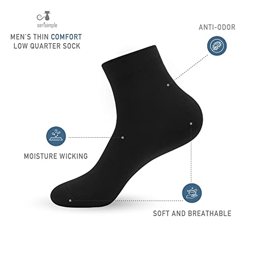 SERISIMPLE Bamboo Men's Breathable Quarter Ankle High Socks - Comfort Cool Soft - 5 Pairs (Large, Black) - Image 2
