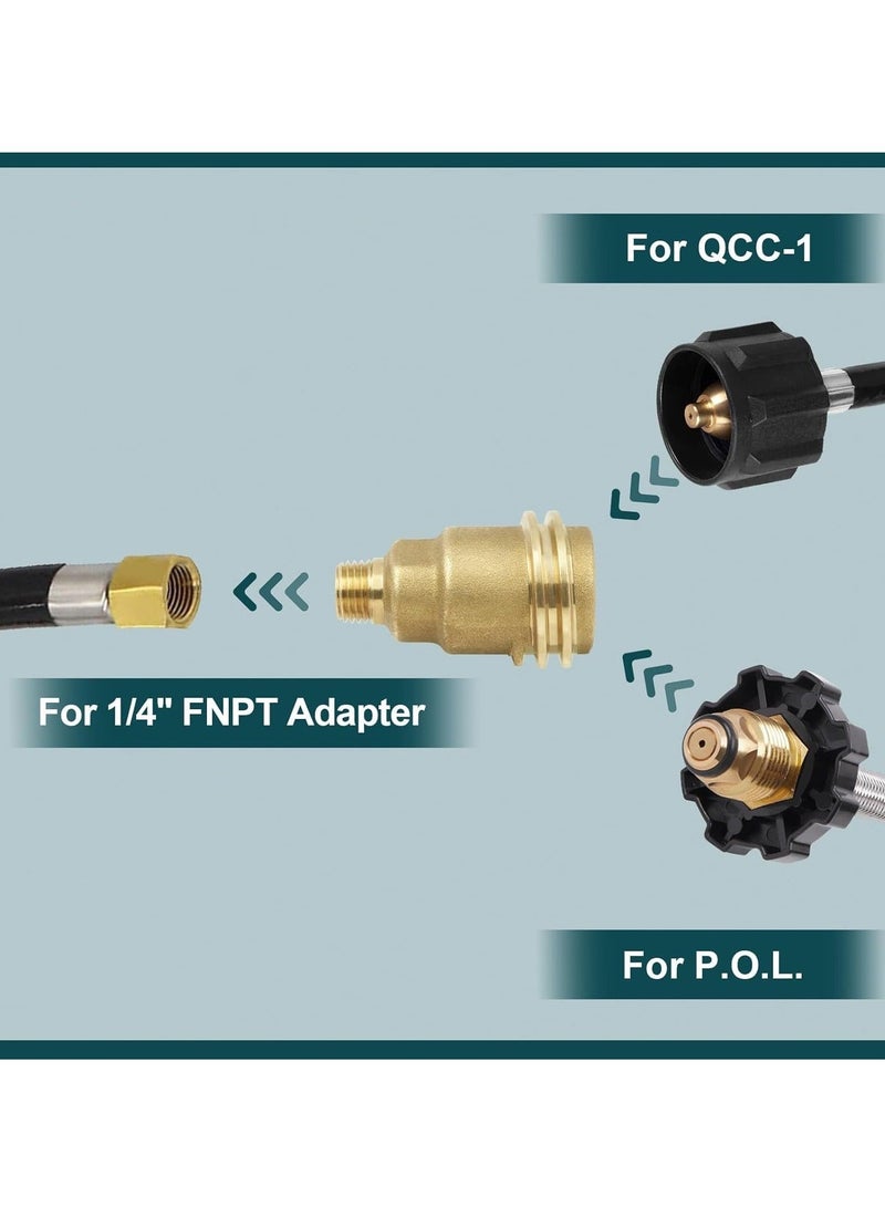 Captaintech Propane Gas Fitting Adapter, QCC-1 and Female P.O.L. to 1/4'' Male Pipe Thread Converter - Solid Brass, for RV, Outdoor Cooking & Heating Appliances - Connects to Propane Tank or House Line - Image 3
