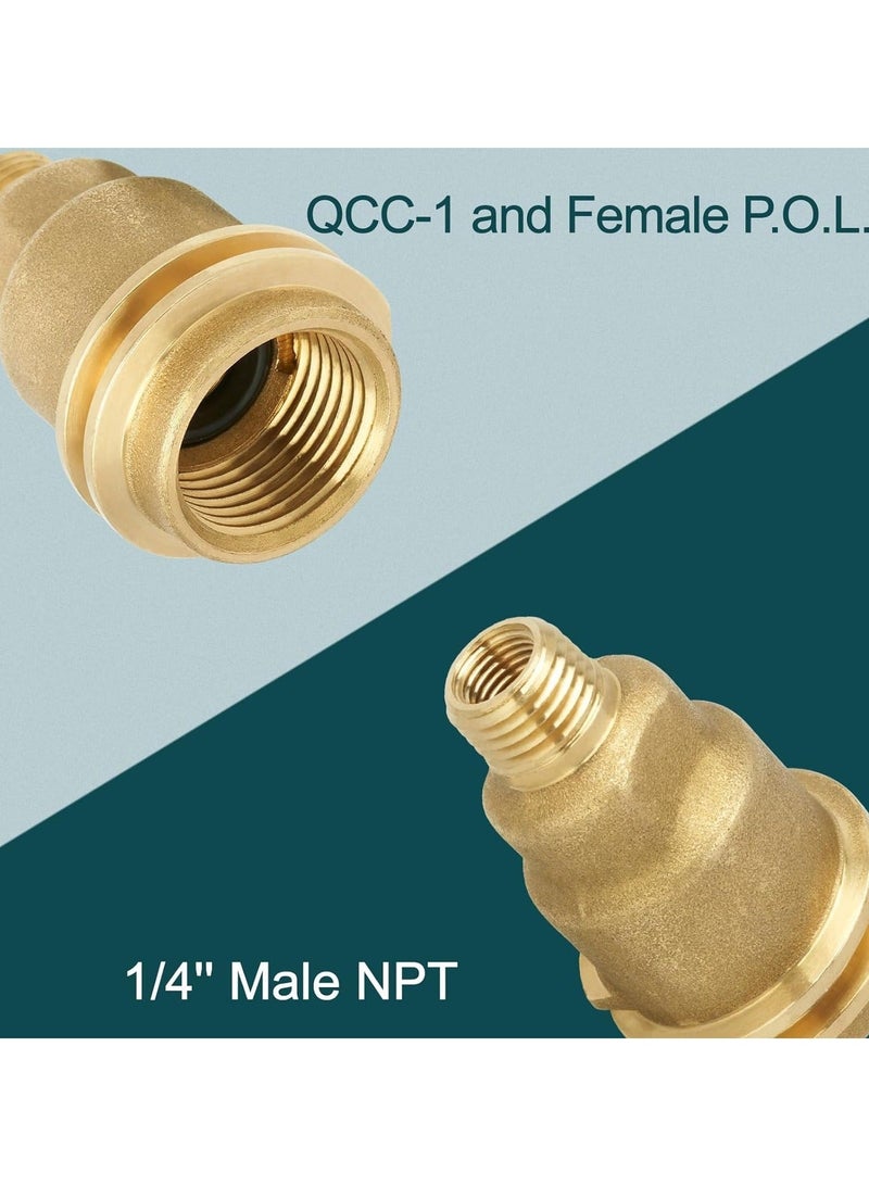 Captaintech Propane Gas Fitting Adapter, QCC-1 and Female P.O.L. to 1/4'' Male Pipe Thread Converter - Solid Brass, for RV, Outdoor Cooking & Heating Appliances - Connects to Propane Tank or House Line - Image 4