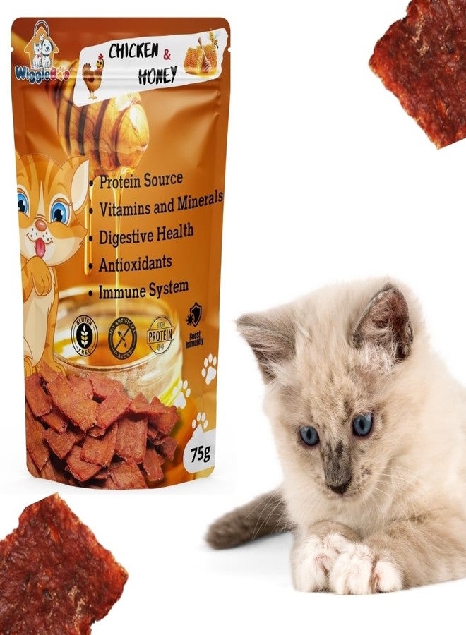 WiggleBoo Chicken & Honey Cat Treat | Protein Rich | Fiber Rich | Crunchy Healthy Snacks | 100% Natural | 75g - Image 1