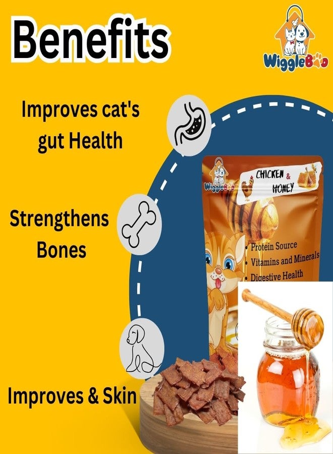 WiggleBoo Chicken & Honey Cat Treat | Protein Rich | Fiber Rich | Crunchy Healthy Snacks | 100% Natural | 75g - Image 5