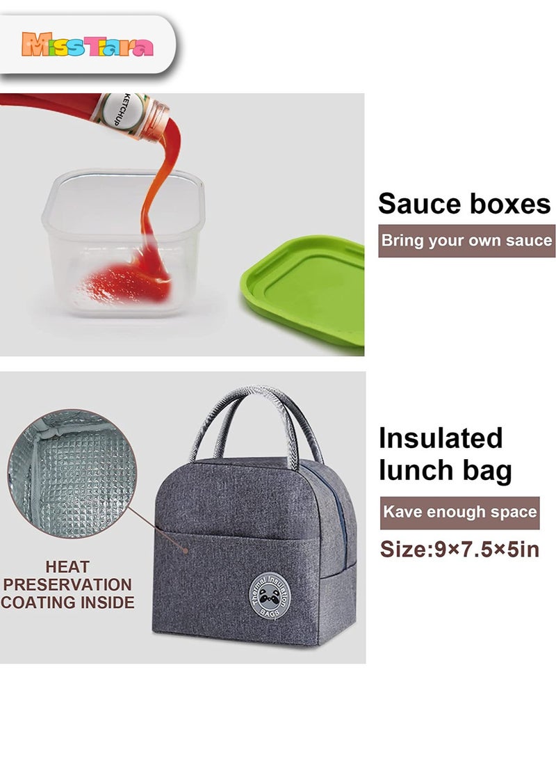 مس تيارا صندوق غداء للأطفال معزول بينتو، حاويات متعددة الوظائف، حاويات طعام مع 3 طبقات، أدوات مائدة مع كوب حساء وحقيبة عازلة من النايلون - Image 4