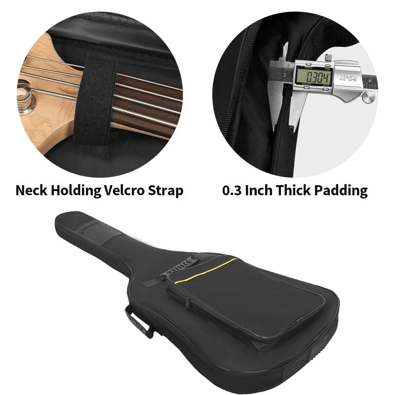 Muscab Bass Guitar Bag 7mm Padding Waterproof Electric Bass Case, Electric Bass Gig Bag Backpack with Neck Strap and Pockets, Black - Image 4