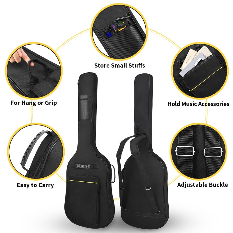 Muscab Bass Guitar Bag 7mm Padding Waterproof Electric Bass Case, Electric Bass Gig Bag Backpack with Neck Strap and Pockets, Black - Image 5