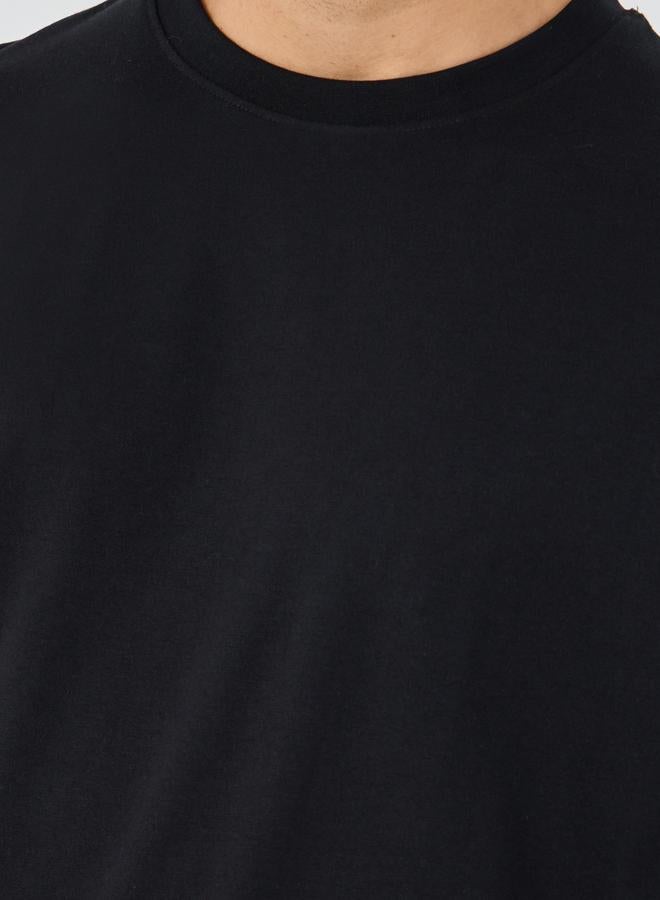 ستايلي تيشيرت أوفر سايز بياقة دائرية وطبعة شعار ستايلي - Image 4