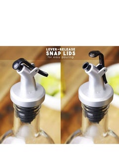 AIWANTO 2Pcs Oil Dispenser Bottle 500mlx2 Glass Bottle Oil Dispenser Bottle for Kitchen Premium Glass & Abs Oil and Vinegar Cruet With Spout No Drip Oil Bottle Transparent  - Image 4