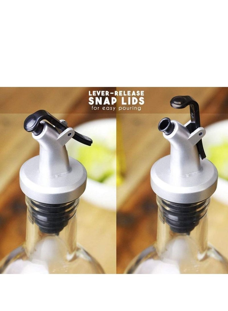 AIWANTO 2Pcs Oil Dispenser Bottle 250mlx2 Glass Bottle Oil Dispenser Bottle for Kitchen Premium Glass & Abs Oil and Vinegar Cruet With Spout No Drip Oil Bottle Transparent - Image 4
