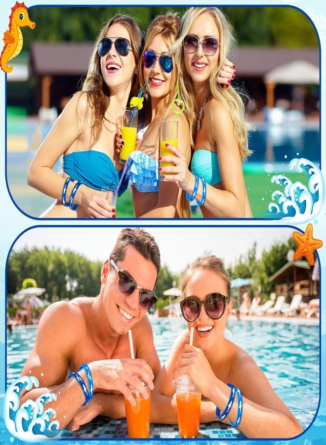 ميكو مجموعة ميكو المكونة من 48 قطعة من أساور المعصم المطاطية لحفلات أسماك القرش، زينة حفلات مستوحاة من فيلم الفك المفترس، لوازم حفلات تحت الماء، هدايا وديكورات حفلات أعياد الميلاد المستوحاة من أسماك القرش (ألوان زاهية) - Image 5