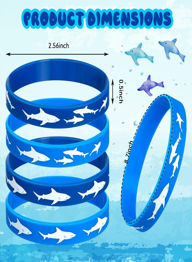 ميكو مجموعة ميكو المكونة من 48 قطعة من أساور المعصم المطاطية لحفلات أسماك القرش، زينة حفلات مستوحاة من فيلم الفك المفترس، لوازم حفلات تحت الماء، هدايا وديكورات حفلات أعياد الميلاد المستوحاة من أسماك القرش (ألوان زاهية) - Image 2