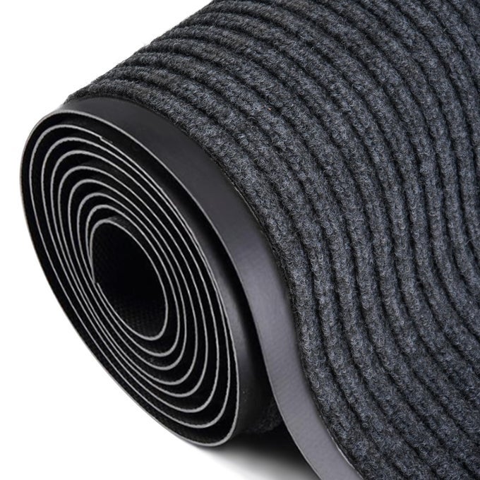 BRUSH STEP ENTRANCE MAT COMMERCIAL GRADE DOOR FLOOR MAT 3X10FT TOUGH ENTRY COLLECTION SLIP SKID ENTRANCE MAT WITH RUBBER BACKING INDOOR OUTDOOR RUG GREY