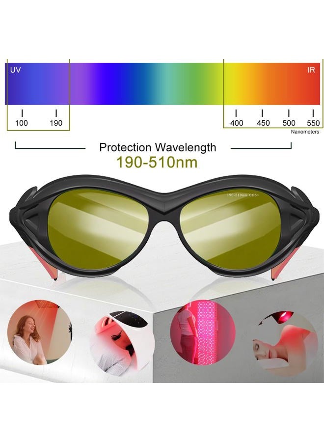 MOZEEDA Red Light Therapy Glasses, Professional Eyes Protection for Tanning Goggles, IPL Laser Safety Glasses Goggle 200-2000nmfor Laser Hair Removal Treatment Red Light Therapy - Image 4