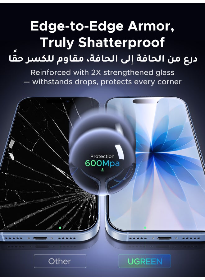 Ugreen 2-Pack iPhone 17 Screen Protector With Auto Alignment Kit  Ultra HD Clear， Scratch Resistant, Military-Grade Protection, Easy Installation, Anti-Fingerprint, Bubble Free Glass Film - - Image 5