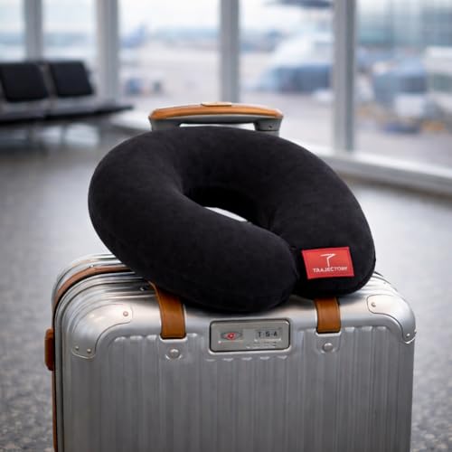 Trajectory Travel Neck Pillow with Sleeping Eye Mask Combo for Travelling and Sleeping in Airplane Flight, Cab, Car, Train, Bus for Men and Women Black(As seen on Shark Tank) - Image 5
