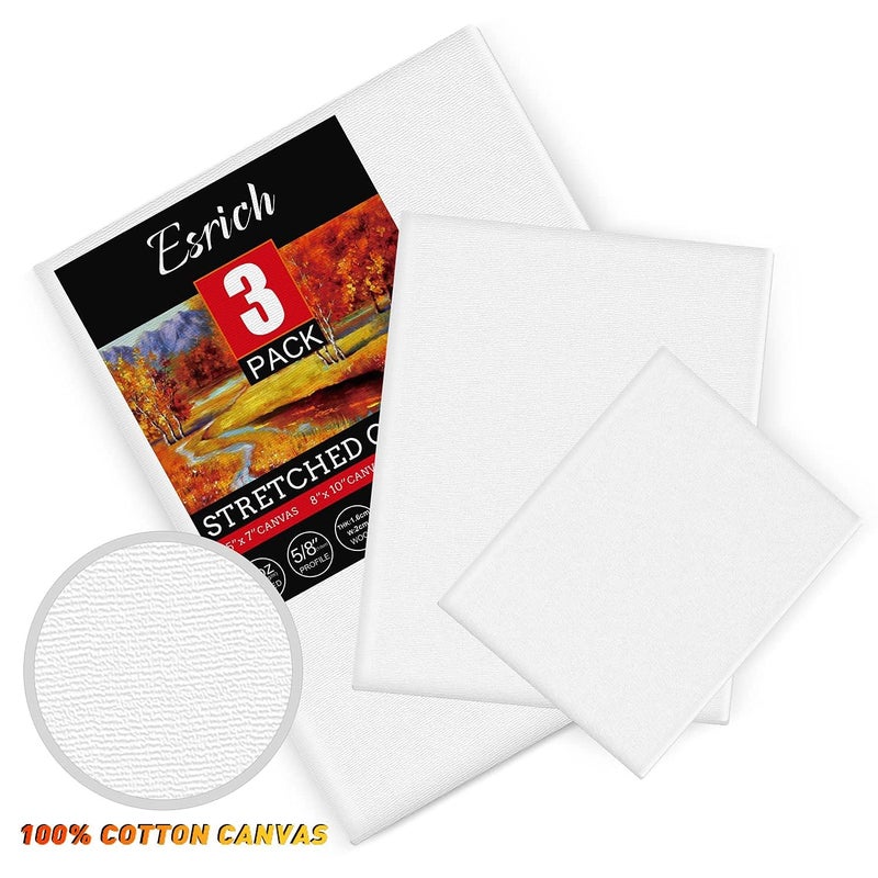 ESRICH 3 Pack Canvases for Painting with Multi Pack 11x14, 5x7, 8x10, Painting Canvas for Oil & Acrylic Paint - Image 3