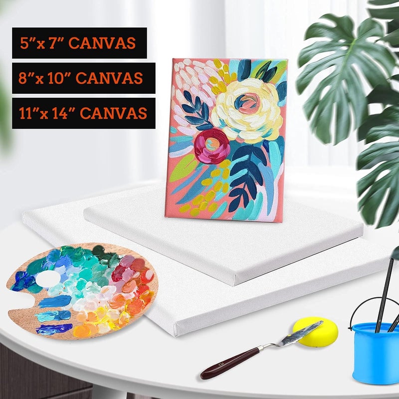 ESRICH 3 Pack Canvases for Painting with Multi Pack 11x14, 5x7, 8x10, Painting Canvas for Oil & Acrylic Paint - Image 4