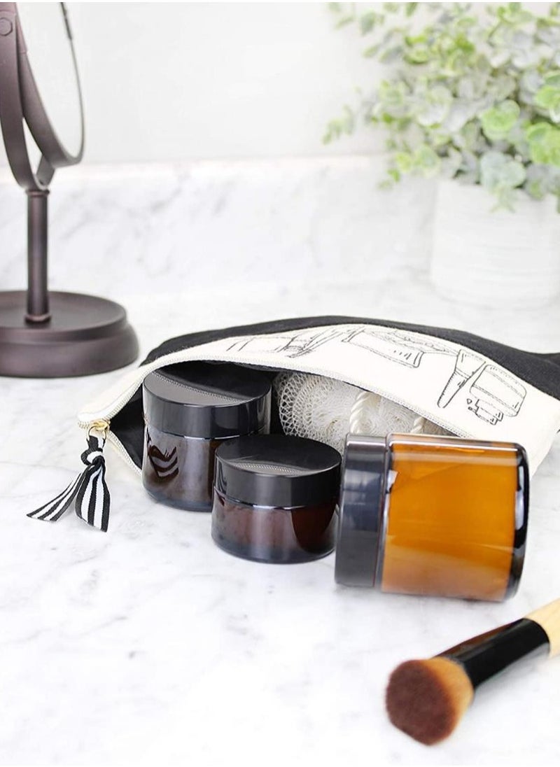 FUFU - 12 Pcs glass cosmetic jar with lid, amber cream glass jar with lid empty sample container, with empty cosmetic box - Image 1