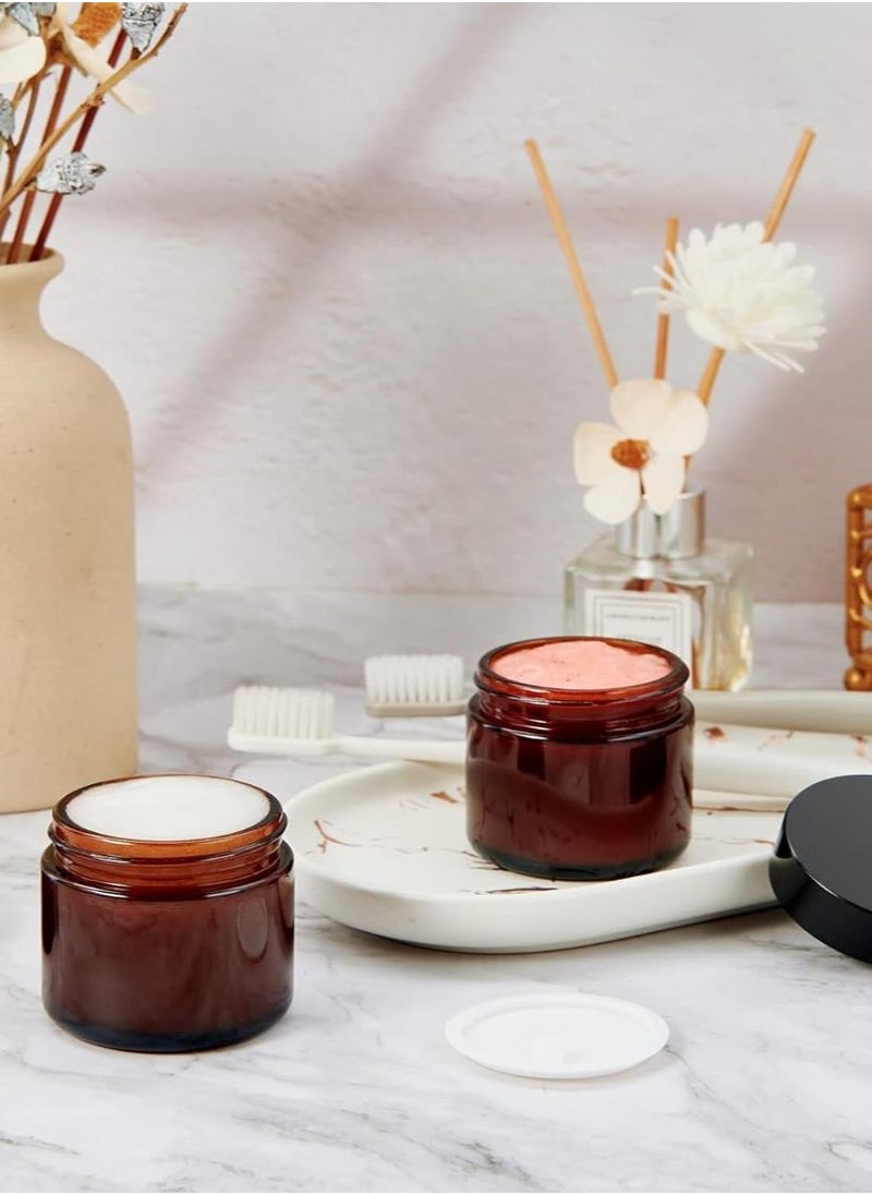 FUFU - 12 Pcs glass cosmetic jar with lid, amber cream glass jar with lid empty sample container, with empty cosmetic box - Image 1
