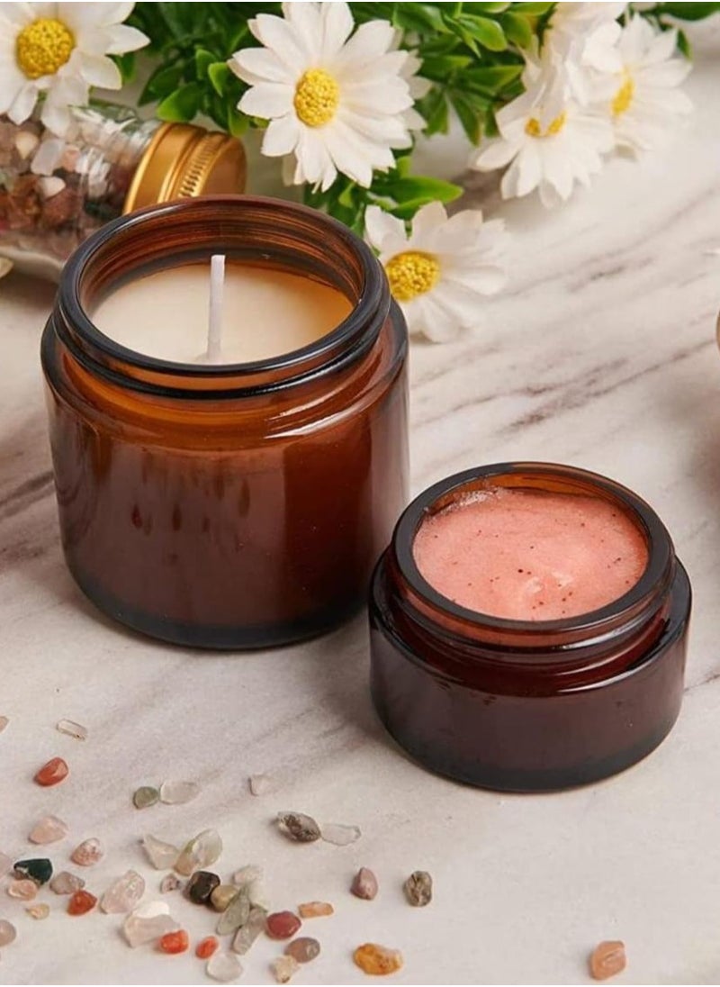 FUFU - 12 Pcs glass cosmetic jar with lid, amber cream glass jar with lid empty sample container, with empty cosmetic box - Image 1